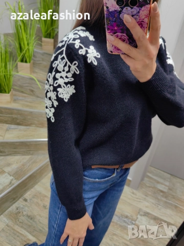 Стилен дамски пуловер, снимка 3 - Блузи с дълъг ръкав и пуловери - 52686299