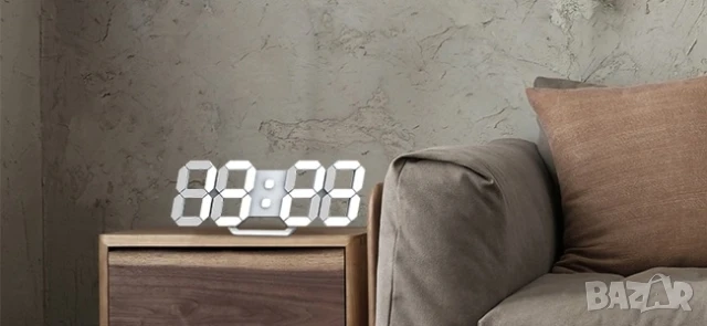 3D LED дигитален стенен часовник, дистанционно, температура, аларма, снимка 4 - Стенни часовници - 51422653