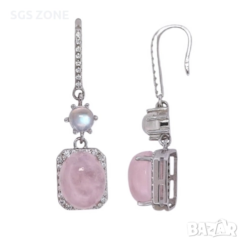 сребърни обеци с морганит и лунен камък