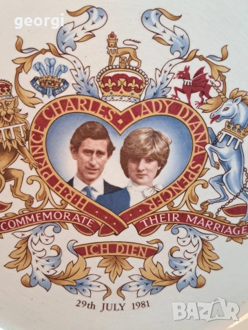 Колекционерска порцеланова чиния юбилейна по случай брака на принц Чарлз и Лейди Даяна Спенсър 34/1, снимка 2 - Колекции - 53573931