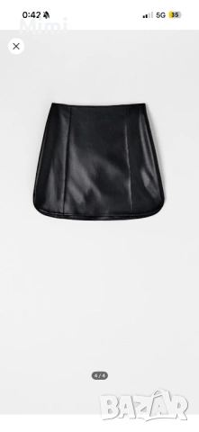 Черна кожена пола, снимка 4 - Поли - 53325066