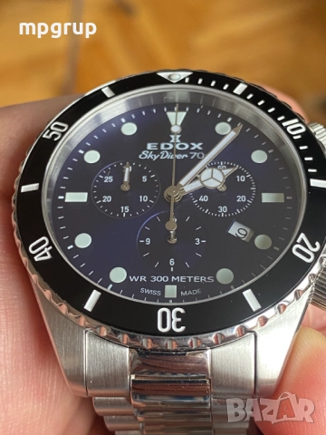 Продавам EDOX SKY DIVER 70'S CHRONOGRAPH 44MM MEN'S WATCH, снимка 9 - Мъжки - 52352213