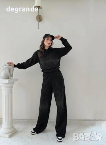 Дамски комплект с камъчета в ЗЕЛЕНО СИНЬО КАФЯВО БЕЖОВО ЧЕРНО, снимка 4 - Спортни екипи - 53107950