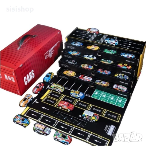 Детски куфар-контейнер за 48 колички с вградена писта – Червен камион 4794