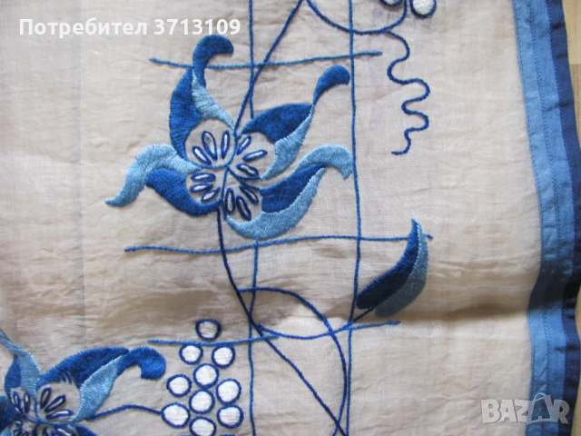 Красива винтидж ръчно бродирана покривка , 90х90см., снимка 2 - Антикварни и старинни предмети - 51421447