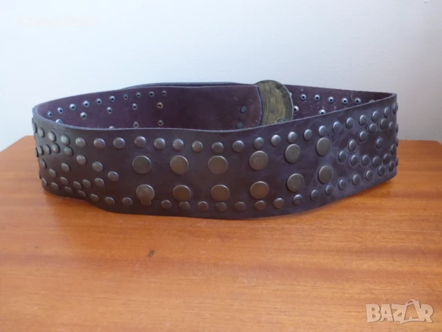 Широк дамски кожен колан с капси, снимка 8 - Колани - 50759053