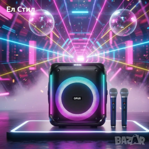 Караоке тонколона с Bluetooth, дистанционно управление и 2 безжични микрофона, снимка 2 - Тонколони - 53572764