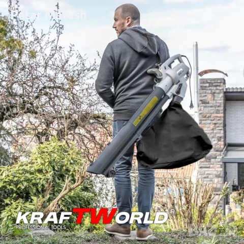Електрически листосъбирач KraftWorld 3000W – Издухване, Засмукване, Раздробяване + Подарък втора тор, снимка 3 - Градинска техника - 50653133