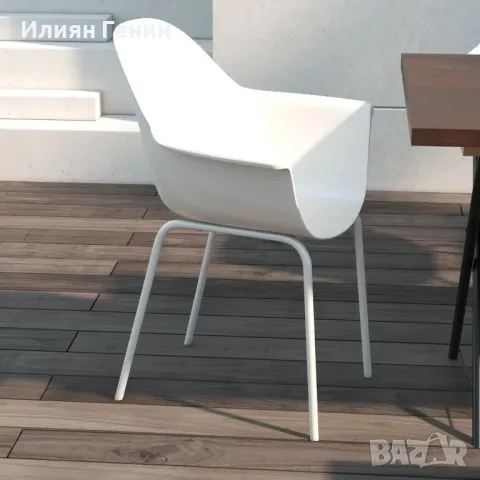 Комплект от 4 градински стола Outsunny Градински столове Модерен дизайн 59 см x 55 см x 84 см Сив, снимка 9 - Градински мебели, декорация  - 50393247