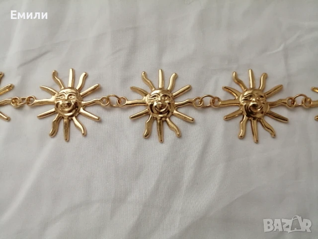 🌞 Дамски стилен колан-верижка-бижу със слънце в златист цвят , снимка 5 - Колани - 51196979