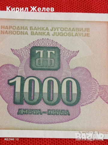 Банкнота ЮГОСЛАВИЯ много красива перфектно състояние непрегъвана за КОЛЕКЦИЯ ДЕКОРАЦИЯ 54068, снимка 3 - Нумизматика и бонистика - 53809425