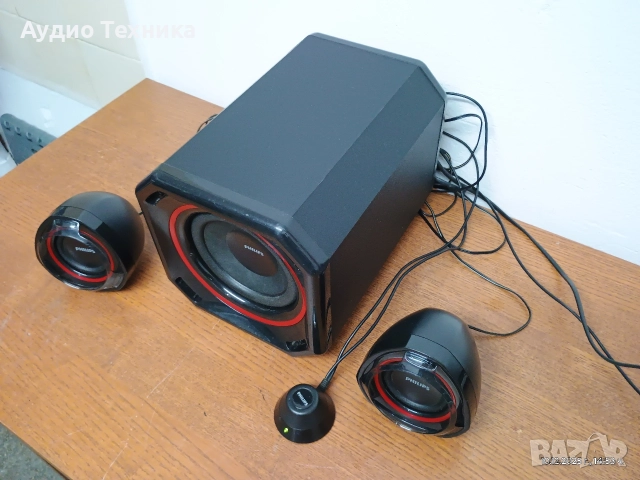 Аудио система 2.1 буферче с колонки PHILIPS. Изпращам видео. , снимка 6 - Аудиосистеми - 52730530