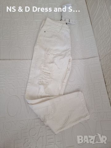 Дамски бял панталон с накъсан ефект , снимка 9 - Панталони - 46229571