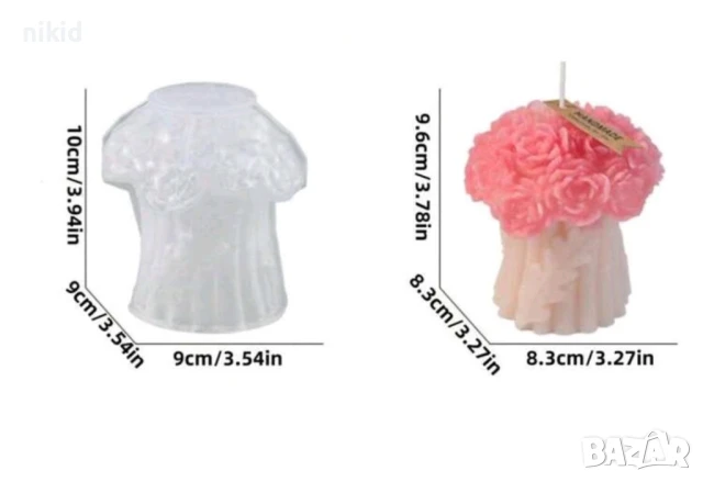 3D цветя завързани на букет с пандела силиконов молд форма фондан шоколад смола гипс свещ декор, снимка 3 - Форми - 50588039