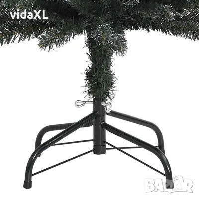 vidaXL Изкуствена тънка коледна елха със стойка, зелена, 180 см, PVC(SKU:345185), снимка 4 - Други - 49232164