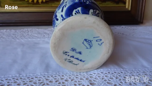 Кани- вази стил Арт Деко delft blue Нolland hand painted                                            , снимка 9 - Вази - 46987468