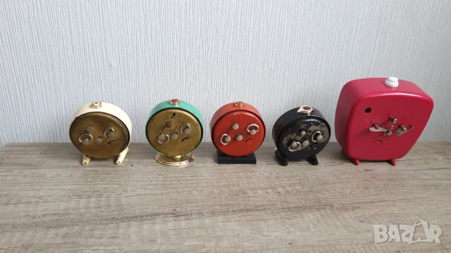 Лот от 5 броя стари будилници, снимка 7 - Антикварни и старинни предмети - 53562032