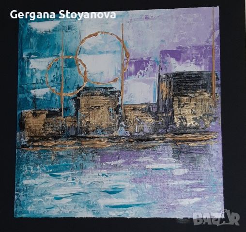 Абстрактна картина "Тюркоазено лилаво ", снимка 1 - Картини - 45842917