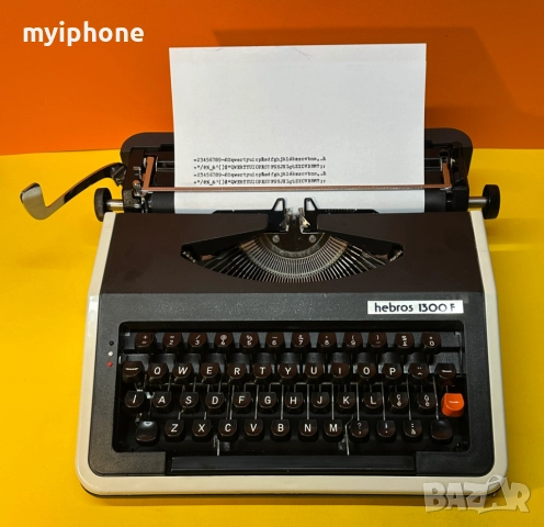 Чисто нова Пишеща Машина Хеброс 1300 Ф клавиатура Латиница QWERTY  Обслужена и смазана, снимка 2 - Антикварни и старинни предмети - 52898239