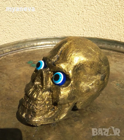 Златен череп, статуетка за декорация., снимка 4 - Статуетки - 50918839