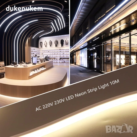 Неонова LED лента 220V – 10 м, Топло бяла 3000K, IP65, снимка 4 - Лед осветление - 53171884