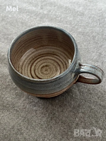 Ретро чаша със столче и дръжка, сиво-кафява, винтидж, снимка 4 - Антикварни и старинни предмети - 50759412