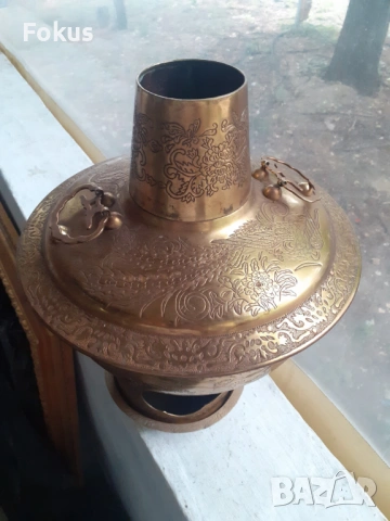 Страхотен стар месингов мангал уред печка, снимка 6 - Антикварни и старинни предмети - 53371349