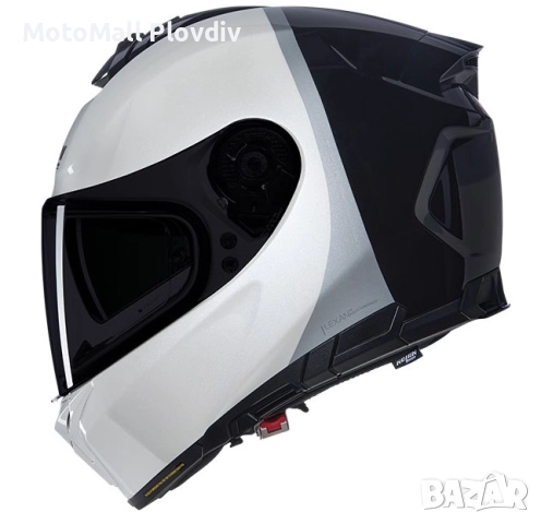 Каска Nolan N80-8 Verniciatura Speciale N-Com 344 White Black – Гланц ECE 22.06, снимка 2 - Аксесоари и консумативи - 51891226