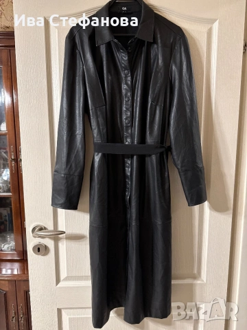 Нова дълга черна луксозна кожена кожа елегантна рокля , снимка 6 - Рокли - 48086763