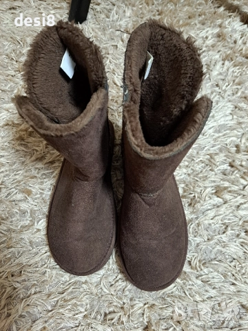 Кафяви топли ботушки, снимка 3 - Дамски ботуши - 52296882