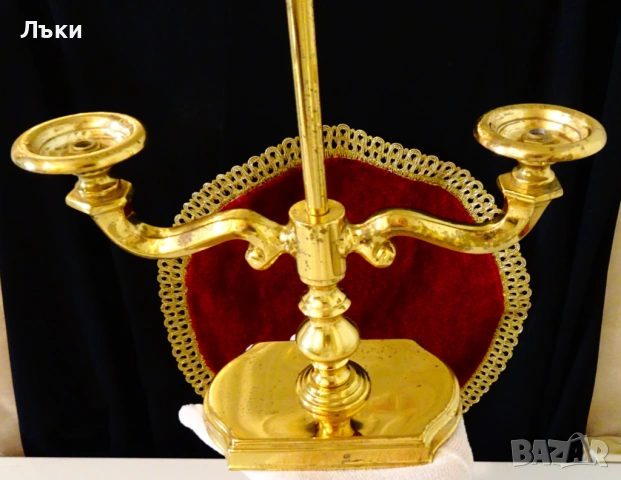 Бронзов свещник,позлата,42 см.,1.2 кг. , снимка 8 - Антикварни и старинни предмети - 54083478