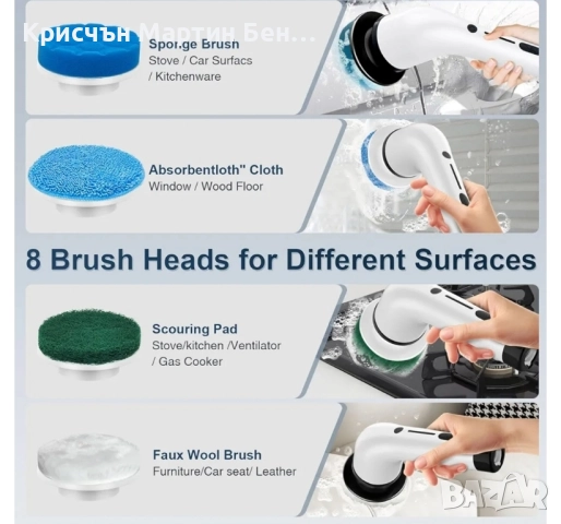 Комплект за четка за четка без електрически завъртания, 8 пакета сменяеми глави, снимка 4 - Други - 51581152