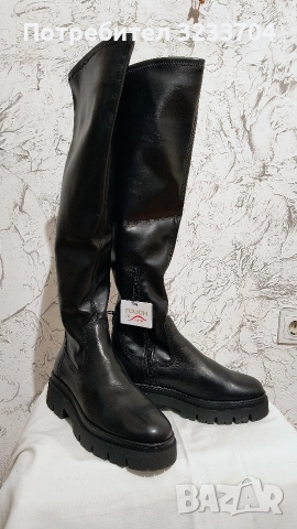 Елегантни Черни Ботуши Tamaris – Над Коляното, снимка 3 - Дамски ботуши - 52732890