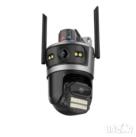 Двойна соларна безжична въртяща камера TQ11 ICSee 4G 12MP iCSee сим карта