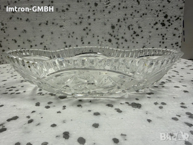 Кристална овална купа, гондола полски кристал "Violetta" 225х130х50 мм