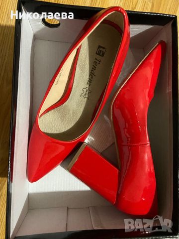 Продавам  червени  лачени обувки на Тенденз, снимка 1 - Дамски обувки на ток - 46183538