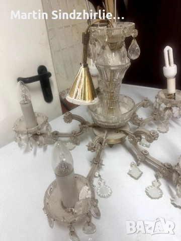 Чешки полилей ретро стил с кристали 5 рамена, снимка 2 - Нумизматика и бонистика - 54092364