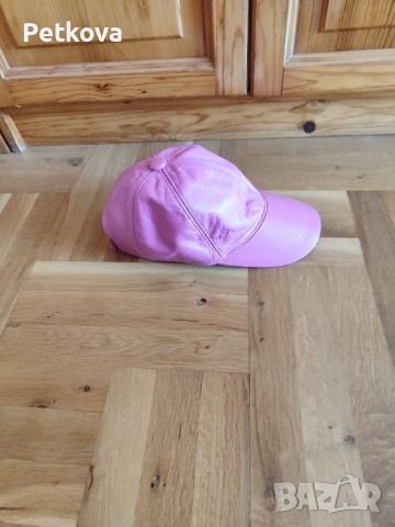 Розова кожена шапка, снимка 2 - Шапки - 45358359