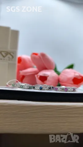 Сребърен Пръстен Eternity с Рубин/Сапфир/Изумруд, снимка 2 - Пръстени - 49889662