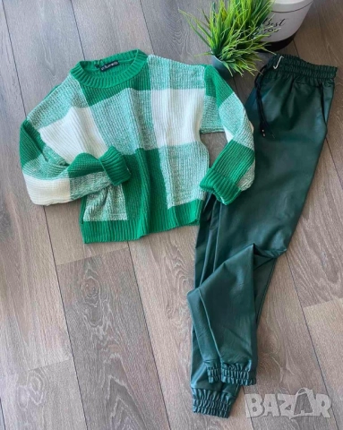 Пуловер с квадрати в черен,зелен,жълт и розов цвят, снимка 4 - Блузи с дълъг ръкав и пуловери - 52415888