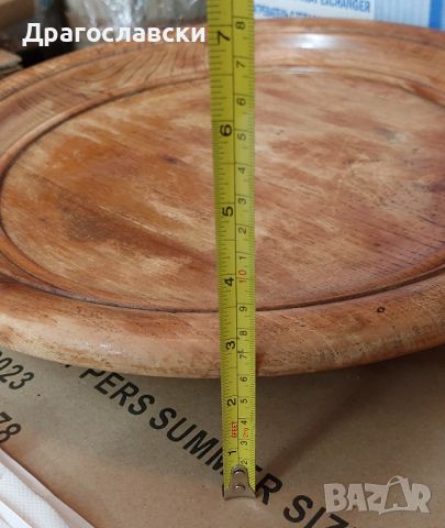 Красива голяма стара Дървена чиния - поднос, с три крака , снимка 4 - Други - 46364934