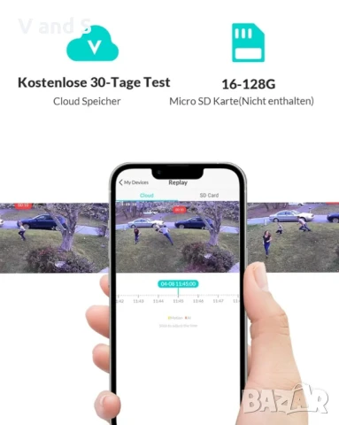 4MP външна камера за наблюдение с цветно нощно виждане, двупосочно аудио, IP65, облачна/SD карт, снимка 8 - HD камери - 50720338