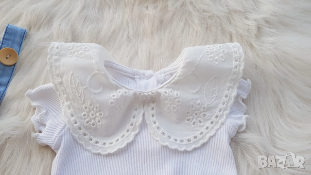 Бебешки дънков гащеризон и боди с якичка 0-3 месеца , снимка 5 - Бебешки гащеризони - 51756902