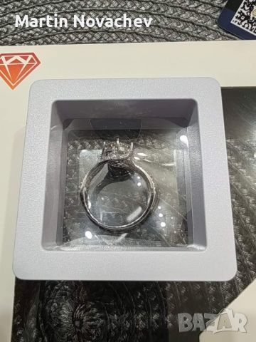 Сребърен пръстен с мойсанит диамант 2 карата (сертификат), снимка 6 - Пръстени - 45293713