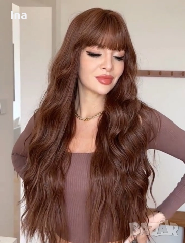 Кестенява перука, снимка 3 - Аксесоари за коса - 52459929