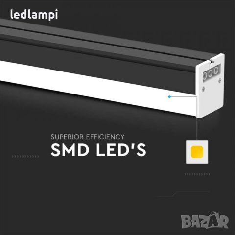 LED Линеен Осветител 40W Черен 4300Lm, снимка 2 - Лед осветление - 46040270