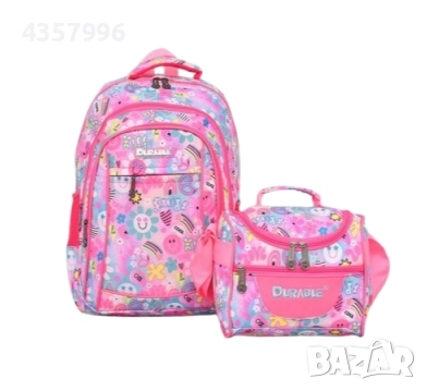  К-кт раница и чанта за храна, За ученици, За момичета Светло розовв, снимка 2 - Раници - 51515745