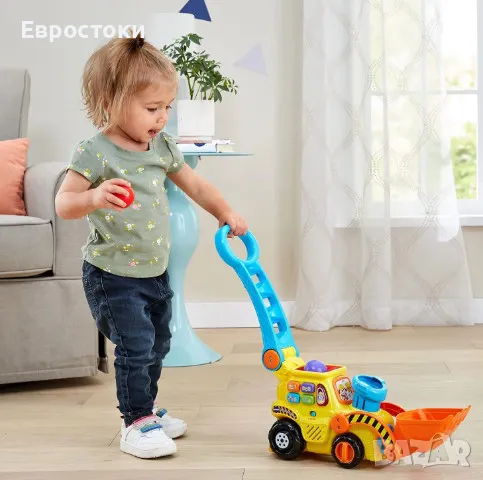 Интерактивна играчка за бутане VTech Pop-a-Ball Pop & Drop Digger, интерактивна играчка багер , снимка 6 - Образователни игри - 47241924