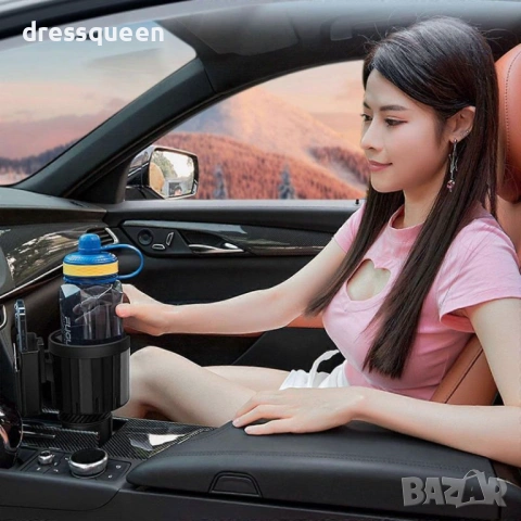 4842 Универсална поставка 2-в-1 за чаша и телефон за автомобил, Регулируем диаметър (до 100мм) черен