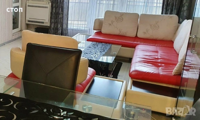 Комплект два дивана и едно кресло - естествена кожа, снимка 3 - Дивани и мека мебел - 53434358